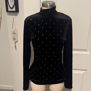 Elegant Black Velvet Turtleneck Top